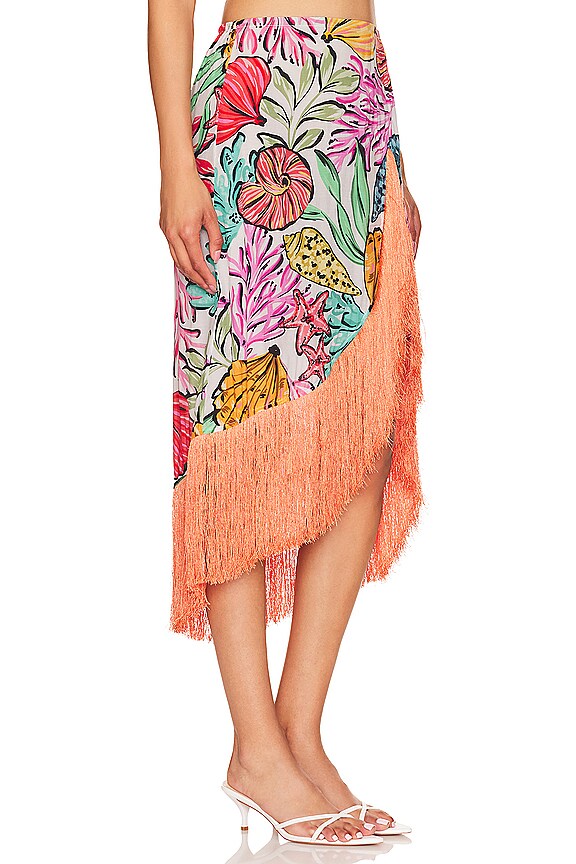 view 2 of 5 Grenade Skirt in Tahiti With Orange Fringes