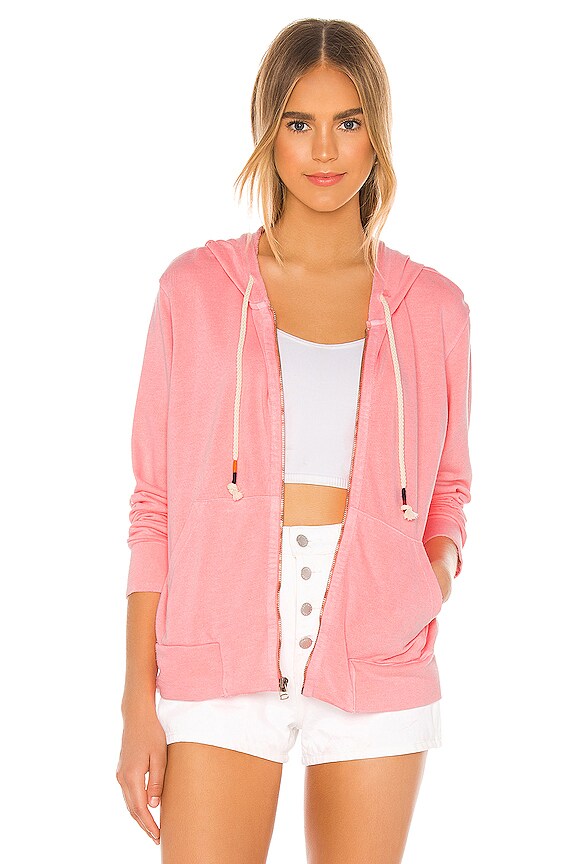 SUNDRY Zip Hoodie in Pigment Pop Peach REVOLVE