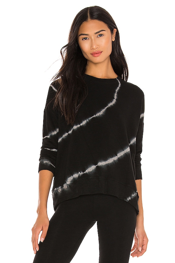 TIHLMK Sweatshirt Women Plus Size Tie-Dye Printed Gradient Pullover Long Sleeve Sweatshirt Top Black