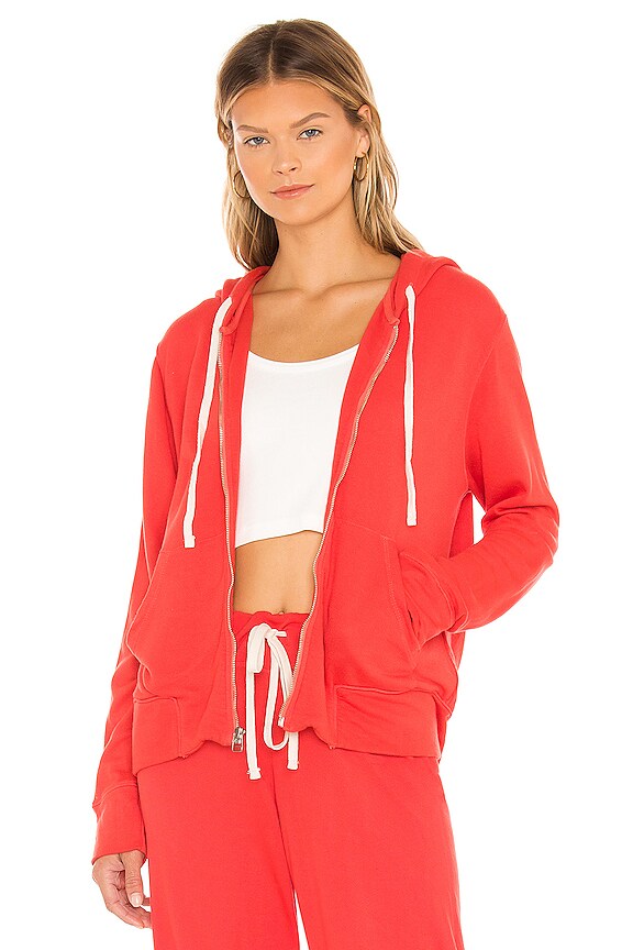 SUNDRY Zip Hoodie in Coral REVOLVE