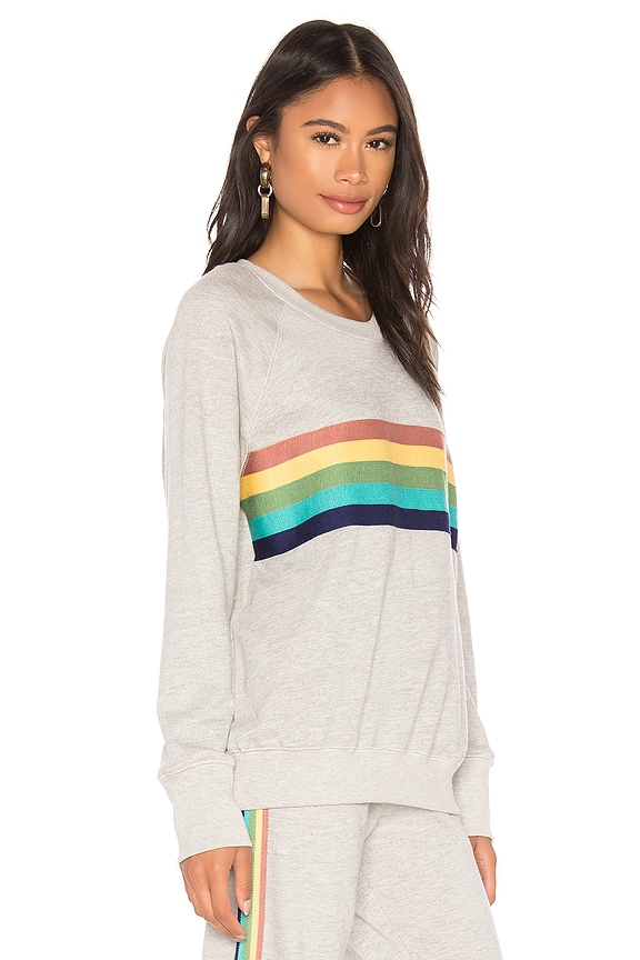 view 2 of 4 Rainbow Stripes Raglan Pullover in Heather Grey