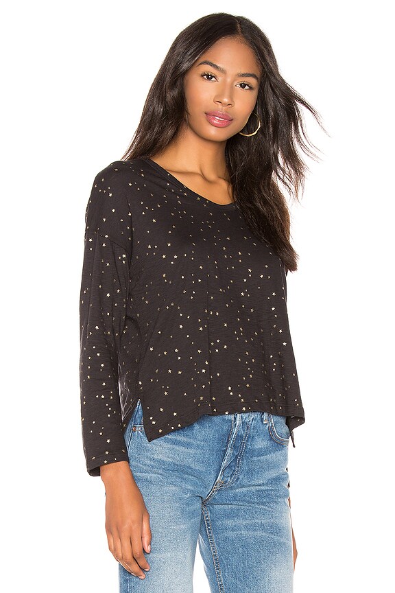 view 2 of 5 U Neck Long Sleeve Tee in Black