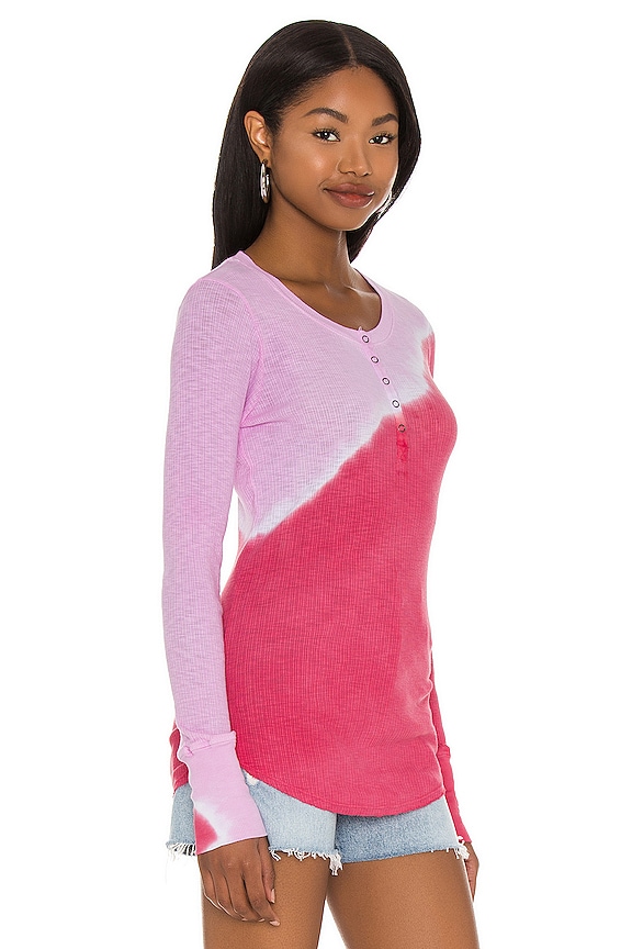 view 2 of 4 Fitted Henley in Pink & Hibiscus Tie Dye