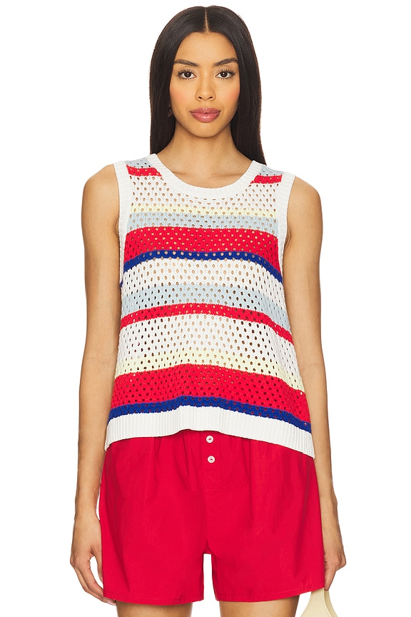 view 2 of 5 SUNDR Tie Back Stripe Tank Sweater in Bright Coral