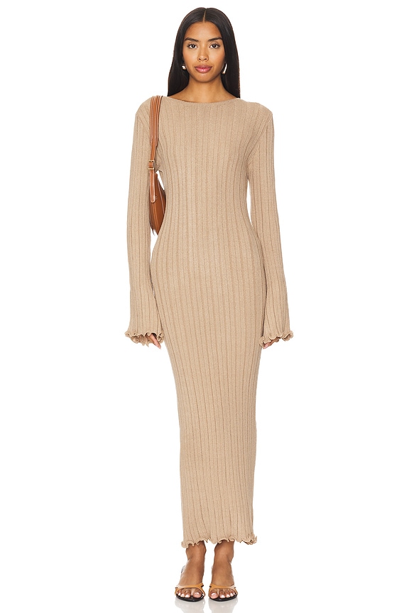 view 2 of 4 Baha Long Sleeve Maxi Dress in Tan