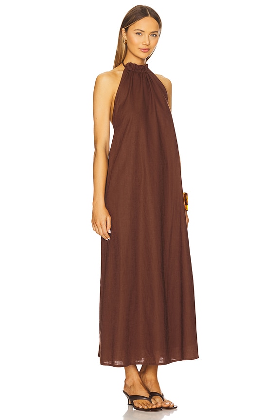 view 2 of 3 Alysse Halter Dress in Chocolate