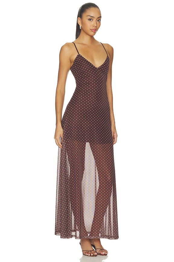 view 2 of 4 ROBE SOREN MAXI in Chocolate Polka Dot