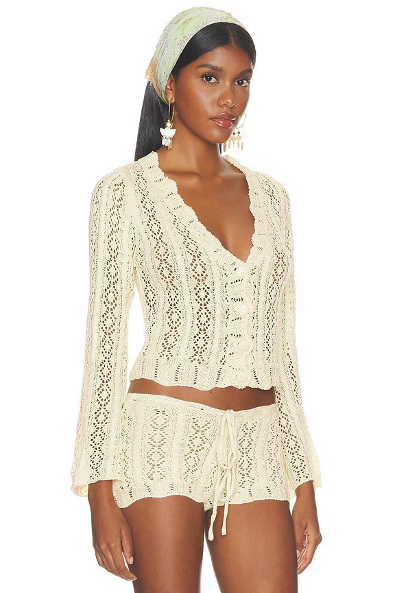 view 2 of 4 Crochet Cardigan in Butter Yellow