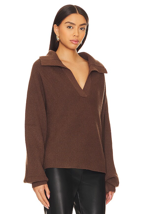 view 2 of 4 Cleo Collared Sweater in Chocolate