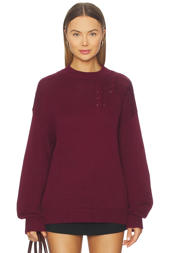 view 1 of 5 Elm Crew Knit Sweater in Cabernet