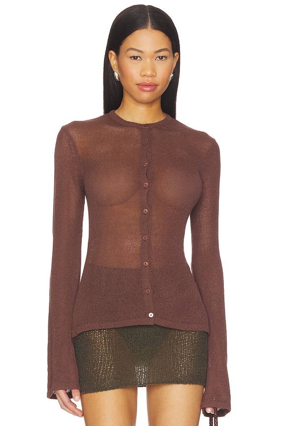 view 2 of 5 Hadley Cardigan in Chocolate
