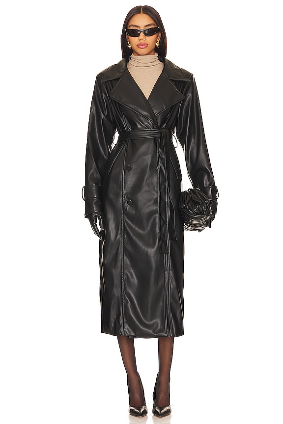 view 2 of 4 Tyra Faux Leather Trench in Black