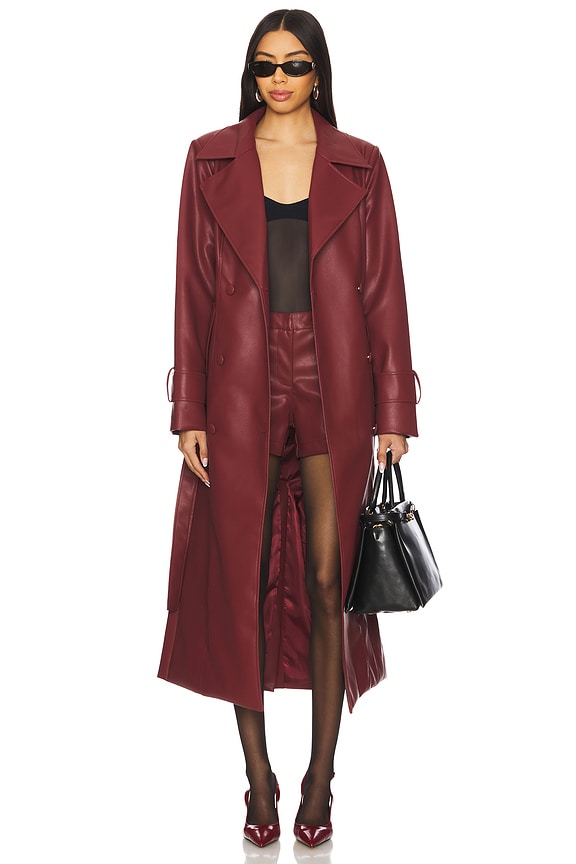 view 1 of 4 x REVOLVE Tyra Faux Leather Trenchcoat in Burgundy