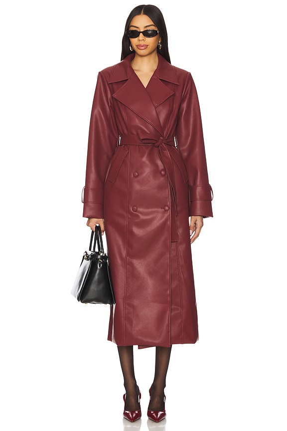 view 2 of 4 x REVOLVE Tyra Faux Leather Trenchcoat in Burgundy