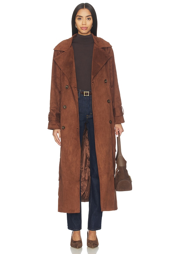 view 2 of 4 Sutton Faux Suede Trench Coat in Mocha