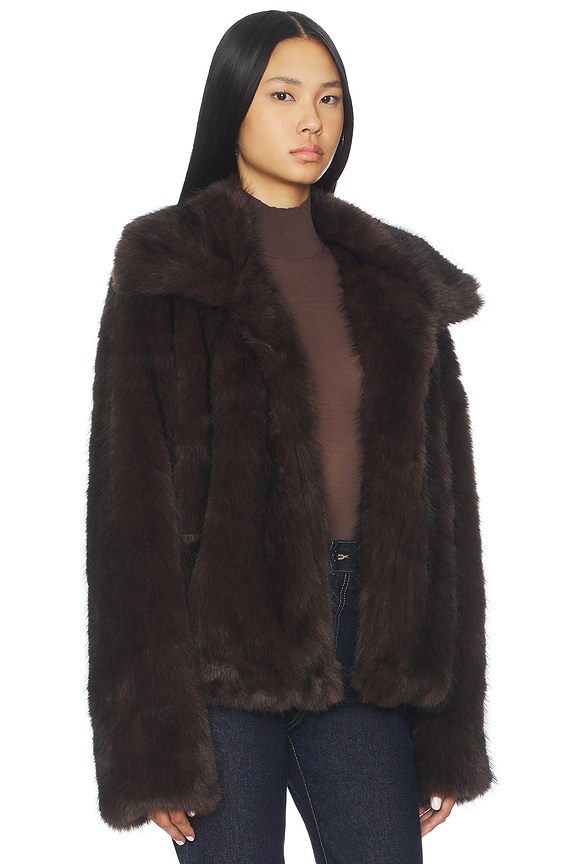 view 2 of 4 BLOUSON LEILA FAUX FUR in Chocolate