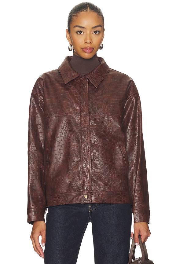 view 2 of 5 CHAQUETA WENDY CROC PU LEATHER in Brown