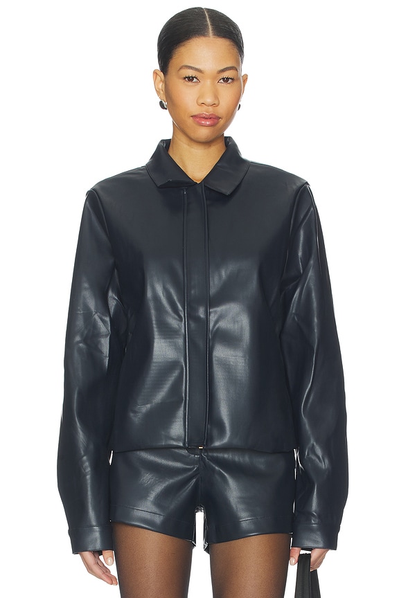 view 2 of 5 Faux Benny Faux Leather Jacket in Navy