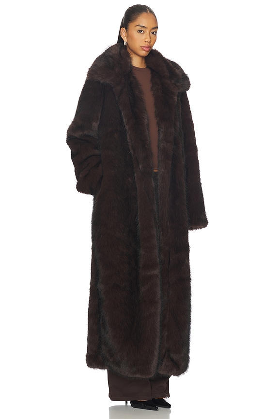 view 2 of 3 MANTEAU FAUX FUR TRENCH in Chocolate