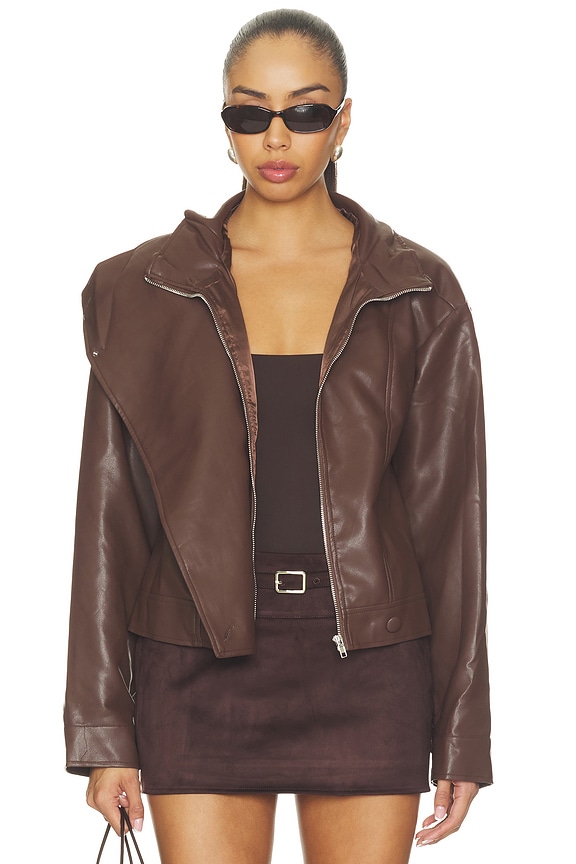 view 2 of 5 Dex Faux Leather Jacket in Chocolate