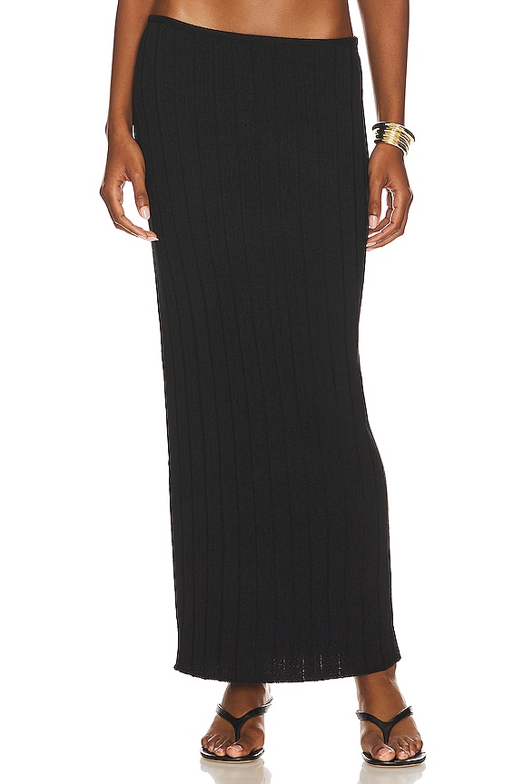 SNDYS Lounge Baha Ribbed Skirt in Black | REVOLVE