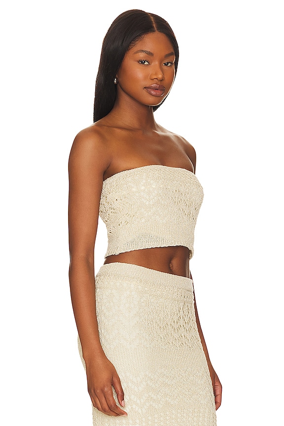 view 2 of 5 x REVOLVE Strapless Crochet Top in Beige Shimmer