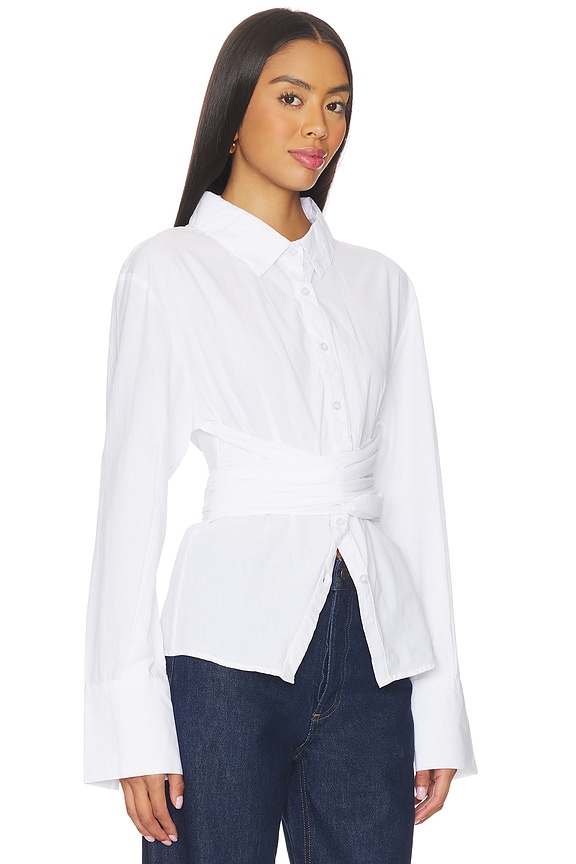 view 2 of 4 Teigan Cinched Button Shirt in White