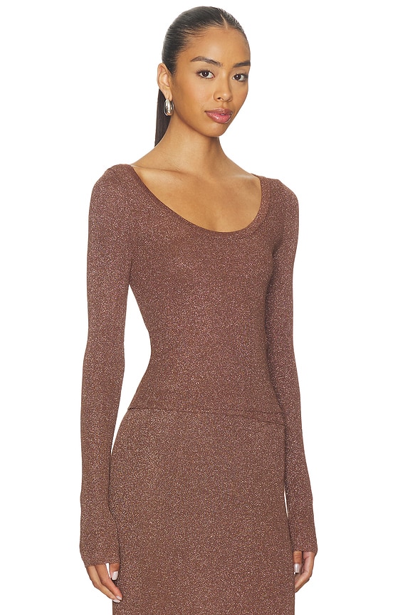 view 2 of 5 Rumer Long Sleeve Knit Top in Chocolate