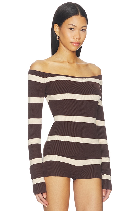 view 2 of 4 Carla Top in Chocolate Stripe