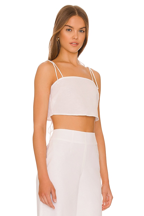 view 2 of 4 Tie Linen Top in White