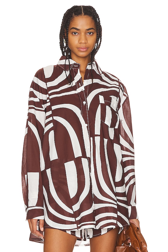 view 2 of 5 Heather Cotton Shirt in Brown Print