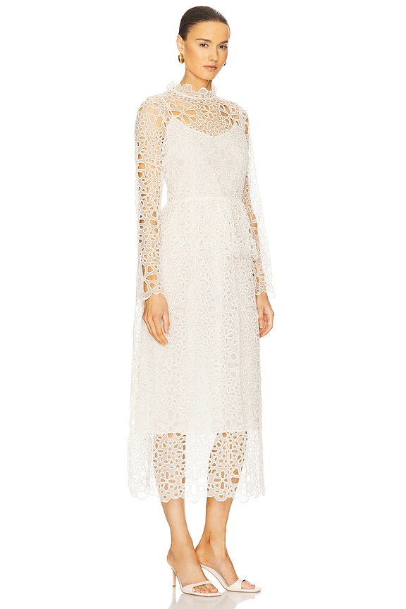view 2 of 3 Lumi Eyelet Peplum Long Sleeve Dress in Cream