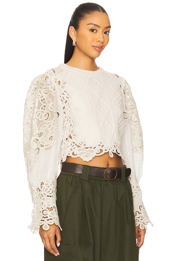 view 2 of 4 Vania Lace Combo Sweater in Cream