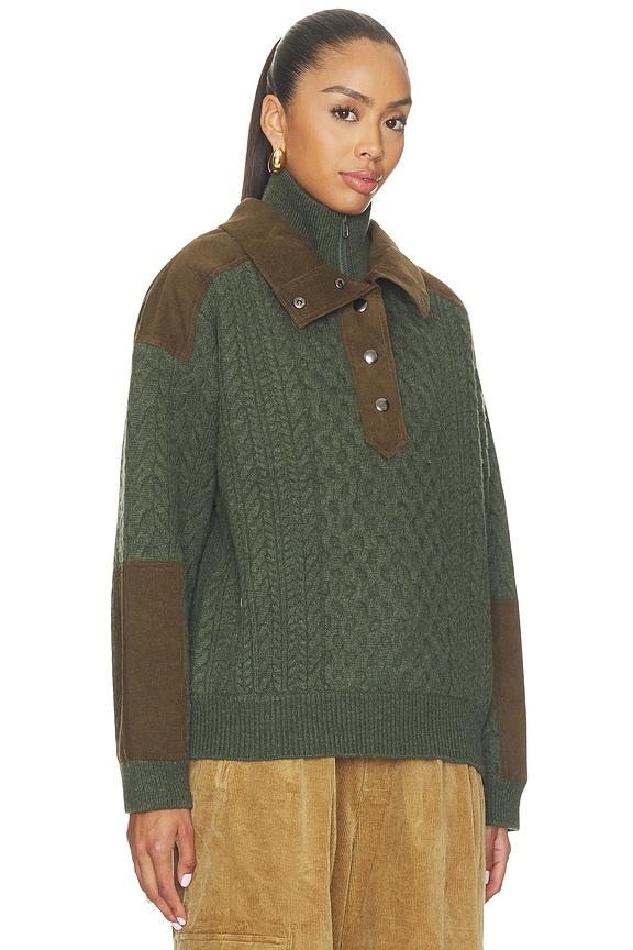 view 2 of 4 Allen Cable Half Zip Double Layer Sweater in Green