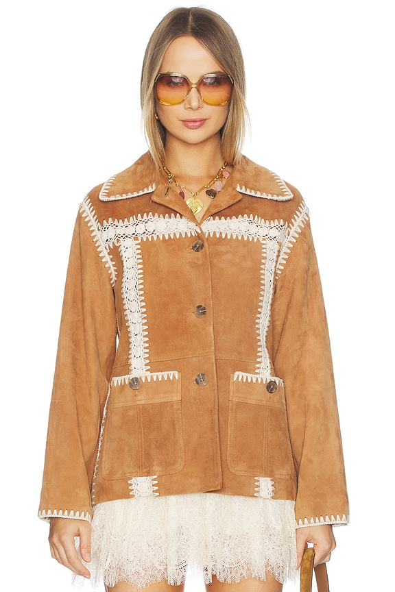 view 2 of 5 Irena Suede Jacket With Crochet in Camel