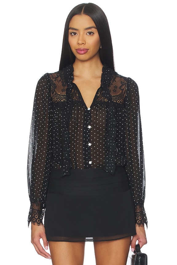 view 2 of 6 Melody Polka Dot Top in Black