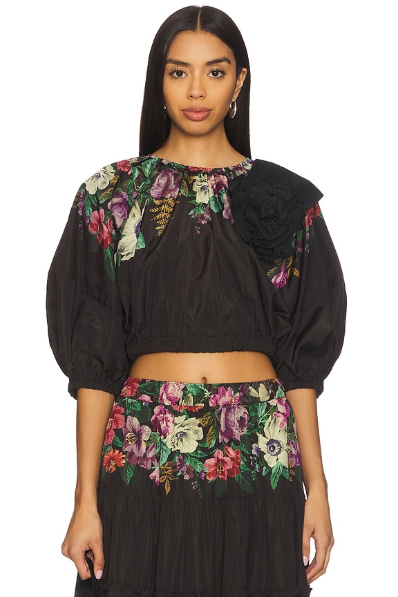 view 1 of 4 Viktoria Print Bubble Cropped Top in Multi