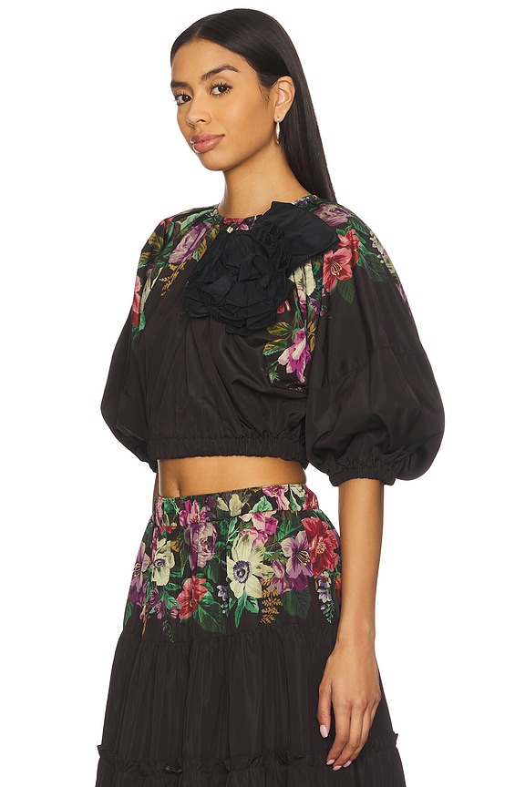 view 2 of 4 Viktoria Print Bubble Cropped Top in Multi