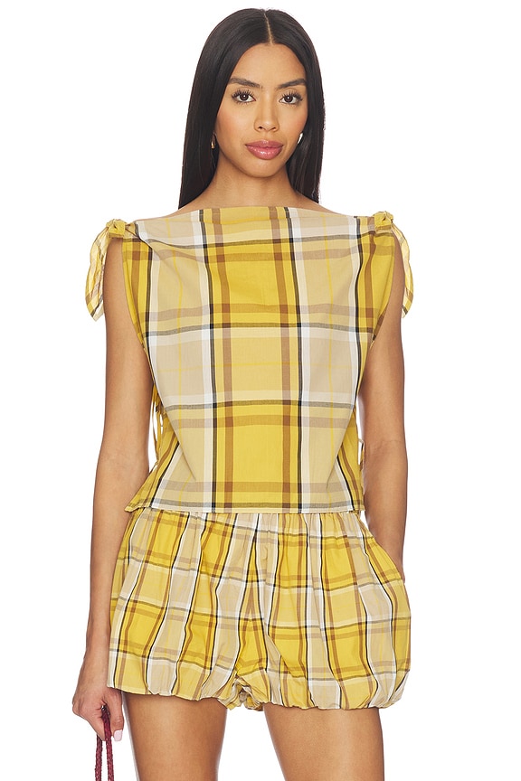 view 1 of 4 Copeland Plaid Top in Yellow