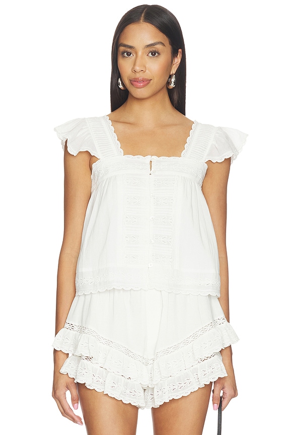 view 1 of 4 Eliza Solid Flutter Sleeveles Top in White