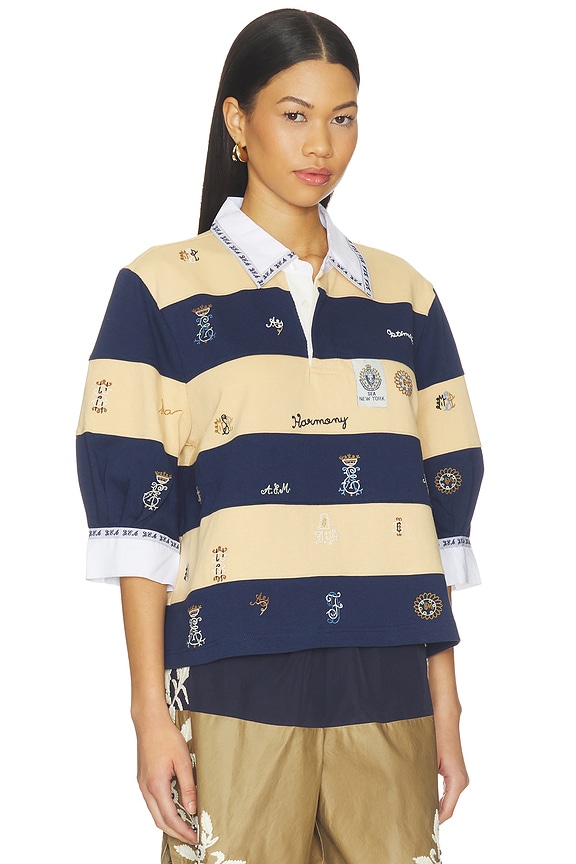 view 2 of 5 Juliet Embroided Short Sleeve Rugby Top in Multi