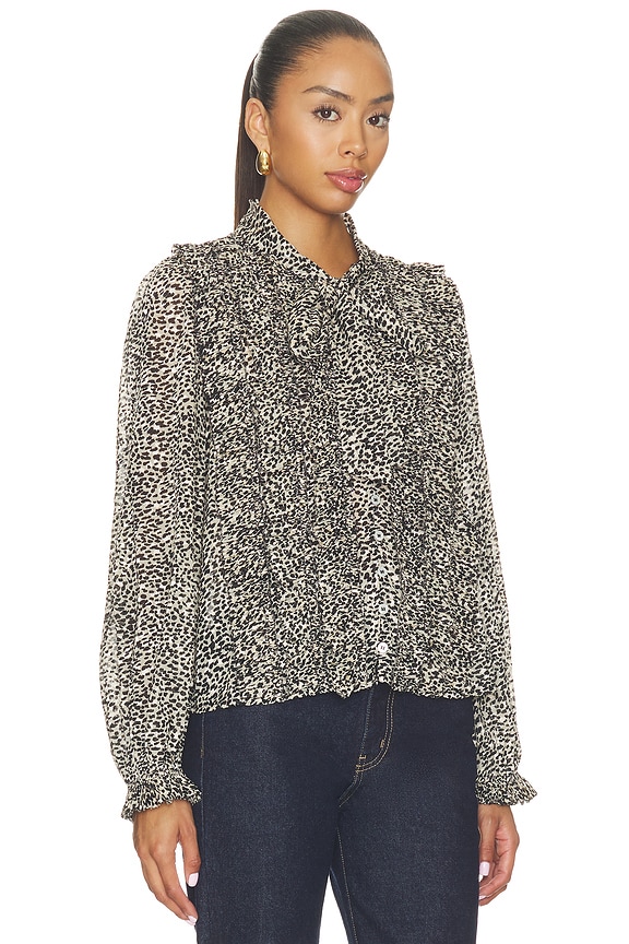 view 2 of 5 Charlize Print Longsleeve Bow Top in Cream
