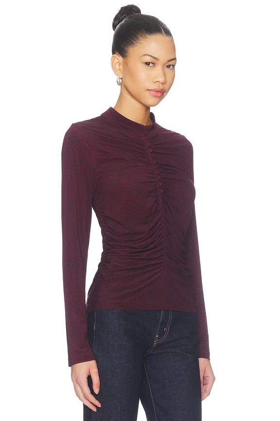 view 2 of 4 Charlize Print Longsleeve Top in Burgundy