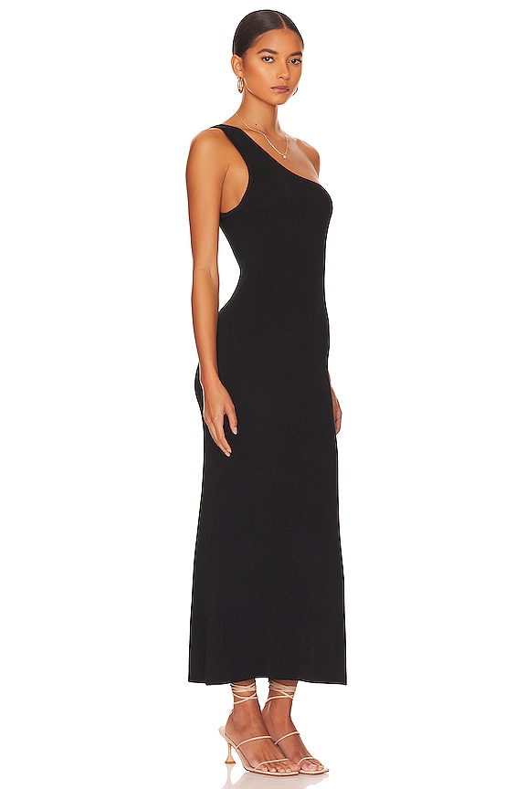 view 2 of 3 ROBE MI-LONGUE ONE SHOULDER in Black