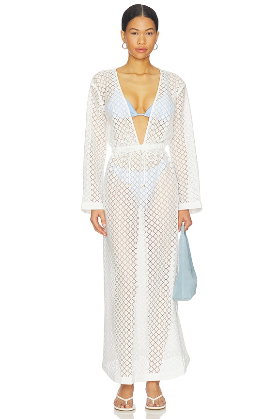 view 1 of 4 Gathered Lace Cover Up in White