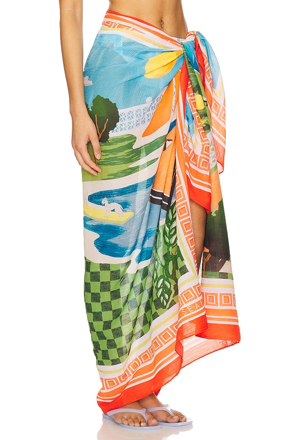 view 2 of 6 Sunset Sarong in Turquoise
