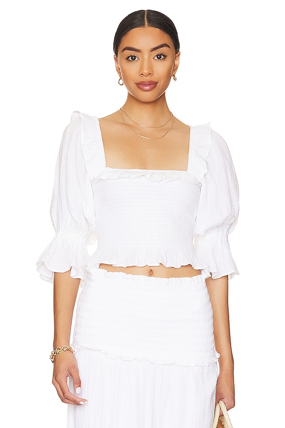 view 1 of 4 Caspian Shirring Top in White