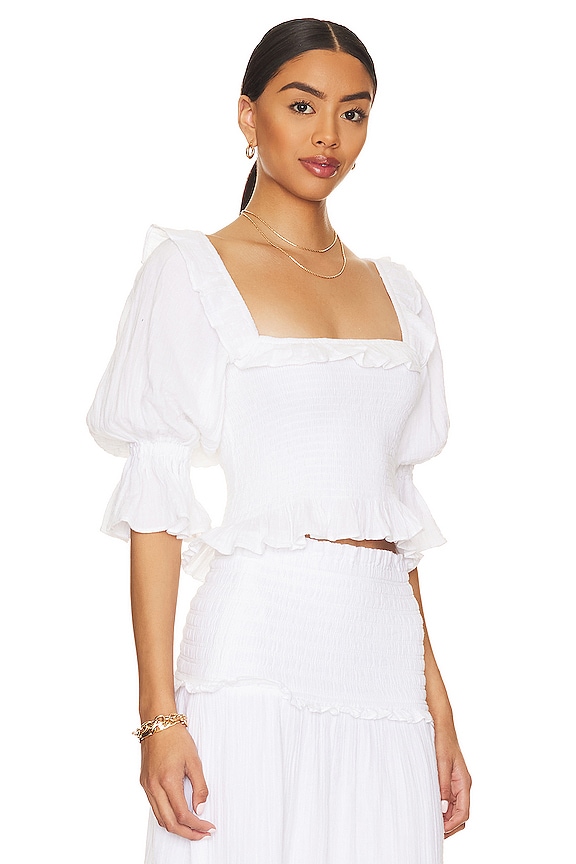 view 2 of 4 Caspian Shirring Top in White