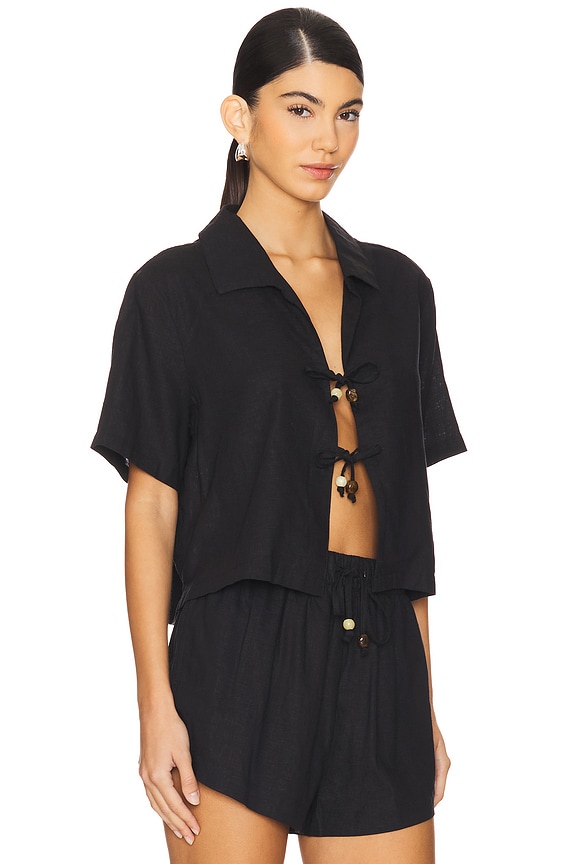 view 2 of 4 CAMISA PALERMO TIE FRONT in Black