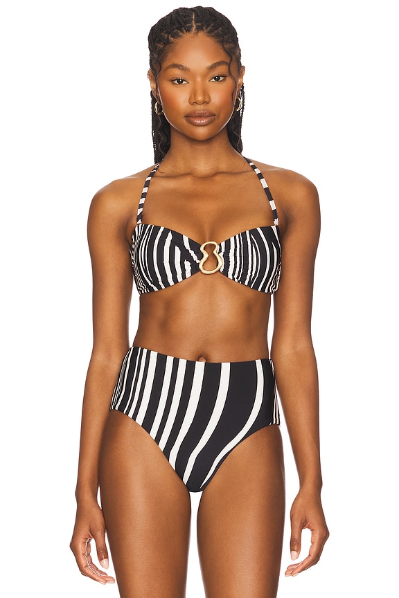 view 2 of 5 Coastline Ring Front Bandeau Bikini Top in Black